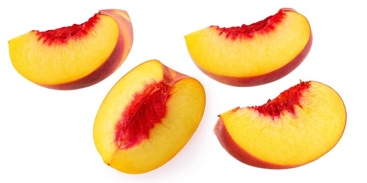 Slice of Peach isolated on white background