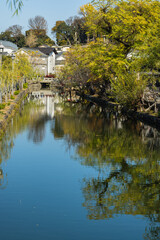 日本　岡山県倉敷市の倉敷美観地区の倉敷川