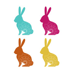 Easter Cute Spring Bunnies Vector Illustration