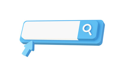 3d blue search bar icon for UI UX web mobile apps social media ads designs