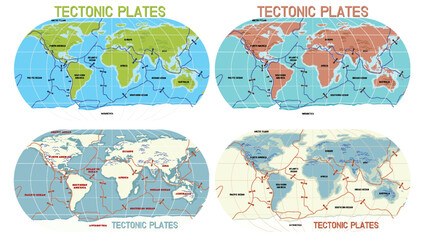 Tectonic plates world map collection