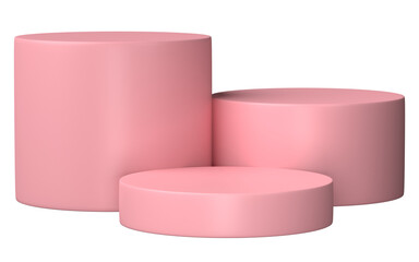 3D, pink podium display scene of minimal geometric platform base isolated on transparent background png file.