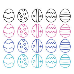 Simple Decorated Easter Eggs isolated on White