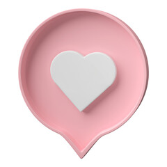 3D Love, like social media notification icon isolated on transparent background, png file.