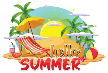 Fototapeta na wymiar Hello summer logo template