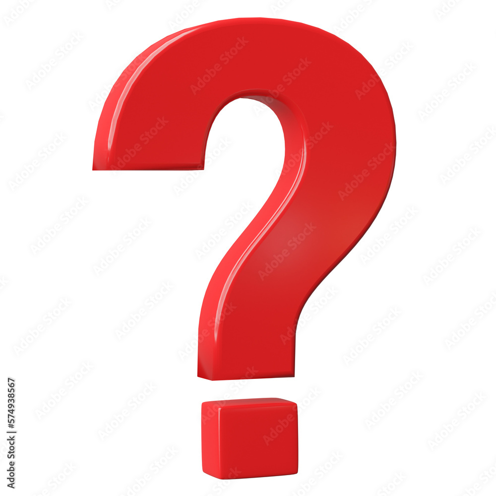 Fototapete 3d question mark icon or ask faq answer solution isolated on transparent background png file.