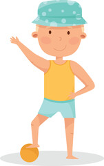 Boy playing the ball on white background