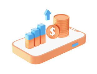 3d phone and finance icon for UI UX web mobile apps social media ads designs