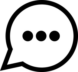 Graphic of a message bubble in a dialog box with three circle symbols in the center.