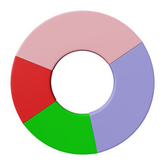 3D Pie chart infographic icon isolated on transparent background, png file.