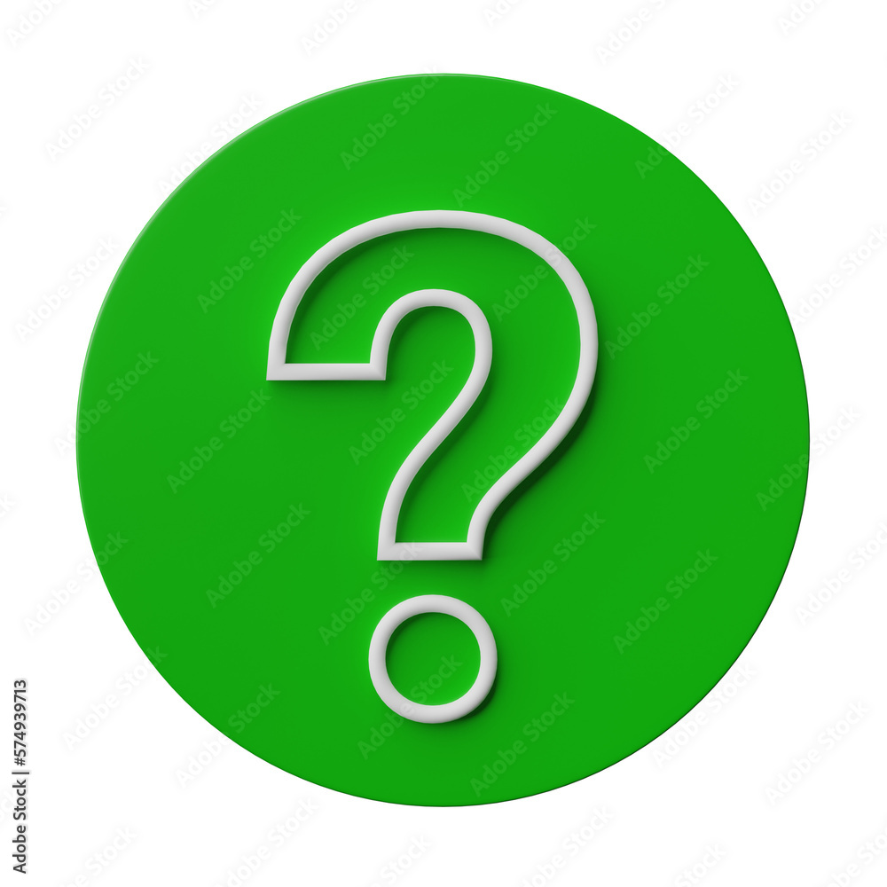 Poster 3d question mark icon or ask faq answer solution isolated on transparent background png file.
