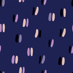 Cute simple pattern with repetitive lines. Seamless texture in retro style. Vector background with short double lines 