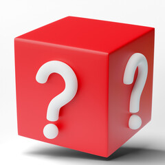 3D box with question mark sign isolated on transparent background, png file.