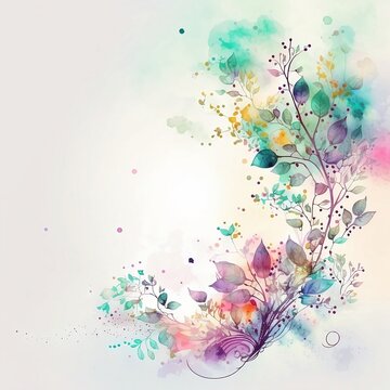 Floral watercolor background for posts, cards or posters with space for text, generative ai, neutral pastel colors, delicate wallpaper	