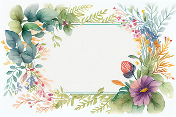 Frame with flowers. Watercolor. generative ai	

