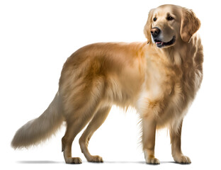 Golden retriever side view, isolated background. Generative Ai
