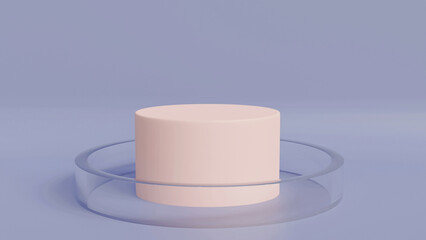 3d podium pastel color round product display red background.3d render illustration.