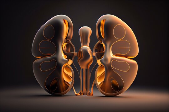 anatomic kidneys, geometric style, human kidneys, AI Generated