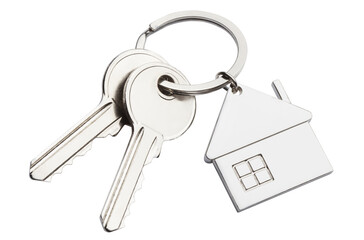 House keys with house shaped keychain, cut out