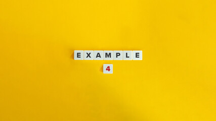 Example 4 (Four) Banner and Concept. Text on Block Letter Tiles on Yellow Background.