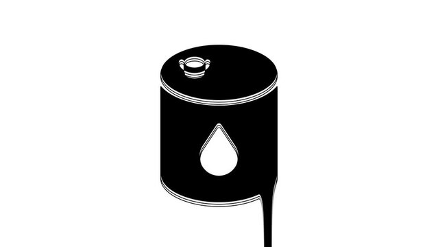 Black Barrel oil icon isolated on white background. 4K Video motion graphic animation