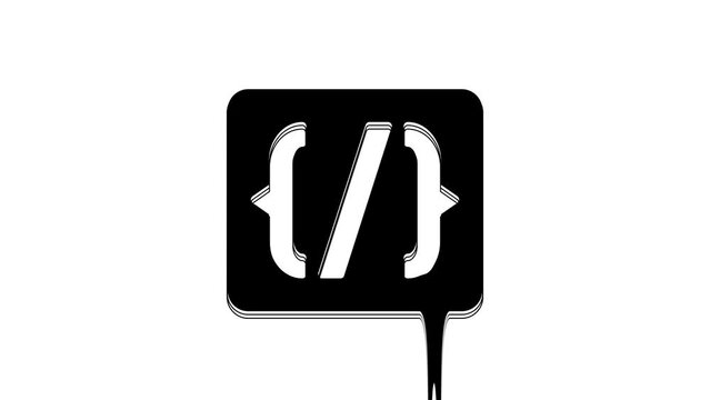 Black Programming language syntax icon isolated on white background. Syntax programming file system. 4K Video motion graphic animation