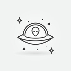 Alien in UFO vector concept thin line icon or sign