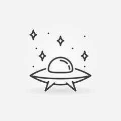 Flying Disc and Stars vector UFO and Alien Life concept linear icon