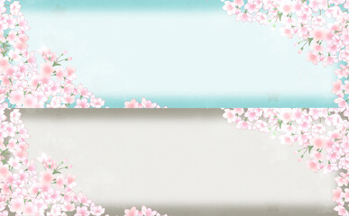 満開の桜 横長フレーム -あさぎ・ねず-