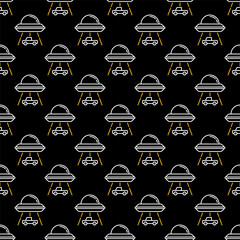 UFO Abducting a Car vector concept Abduction outline seamless pattern