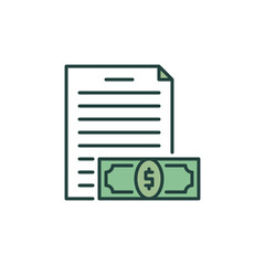 Document with Banknote vector Payment concept colored icon