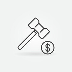 Gavel with Dollar Coin vector Corruption concept line icon or symbol