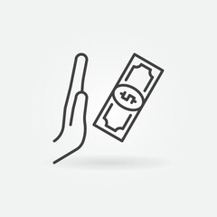 Hand No Sign with Money vector Anti Corruption concept line icon