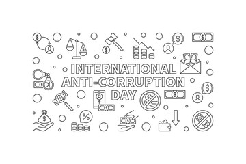 International Anti-Corruption Day vector concept outline horizontal banner
