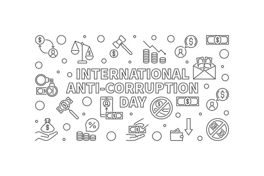 International Anti-Corruption Day vector concept outline horizontal banner