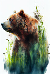 Grizzly Bear, Generative AI Ilustration