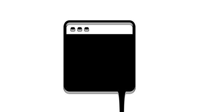 Black Browser window icon isolated on white background. 4K Video motion graphic animation
