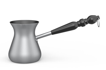 Turkish coffee cooked in sand or coffee maker cezve on white background.