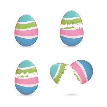 Cracked easter eggs painted with stripes set 