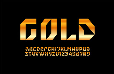 Abstract hi tech gold techno alphabet golden font, for your future space design, vector illustration 10EPS