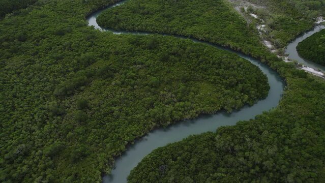 Aerial View Of River In Killaloe Near The Port Douglas Marina In Queensland, Australia.