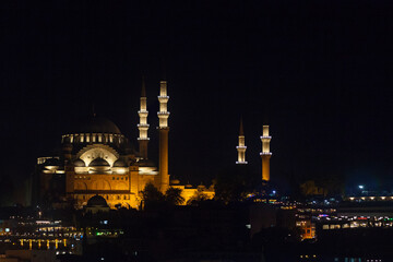 Suleymaniye Mosque in Istanbul at night