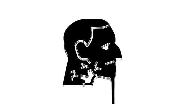 Black Throat cancer icon isolated on white background. Laryngeal cancer. 4K Video motion graphic animation