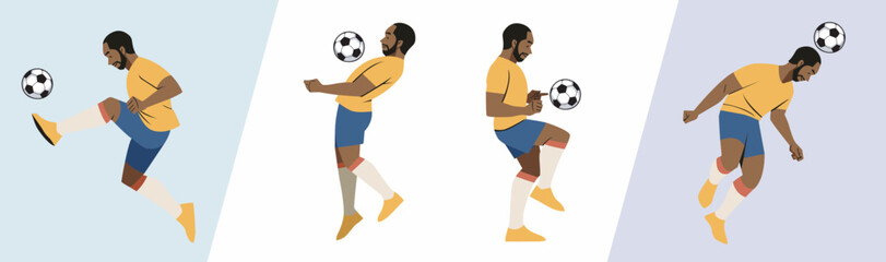 Fototapeta na wymiar character set, soccer players are playing ball 