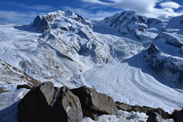 Grand glacier du mont Rose à Zermatt. Suisse