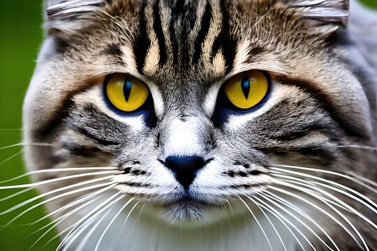Cute portrait of cat of the Scottish Fold breed. Close up. Beautiful cat photo ideal for banners, banners and advertising. Generative AI