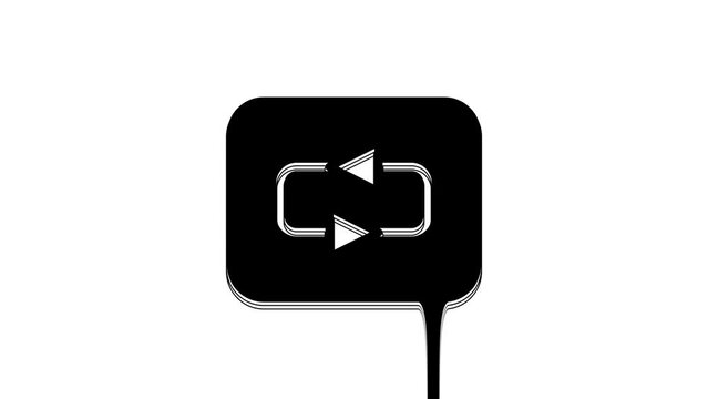 Black Repeat button icon isolated on white background. 4K Video motion graphic animation
