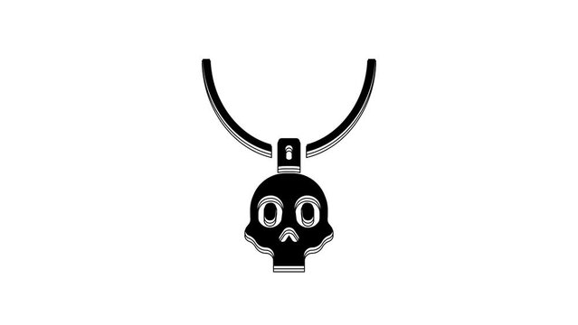 Black Necklace amulet icon isolated on white background. 4K Video motion graphic animation