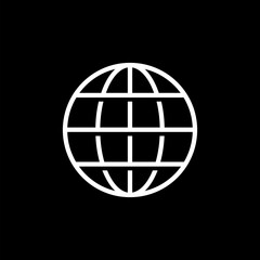 Internet icon image. Internet icon symbol isolated on black background. 