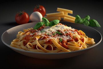 Delicious freshly prepared Italian pasta dish. Generative AI